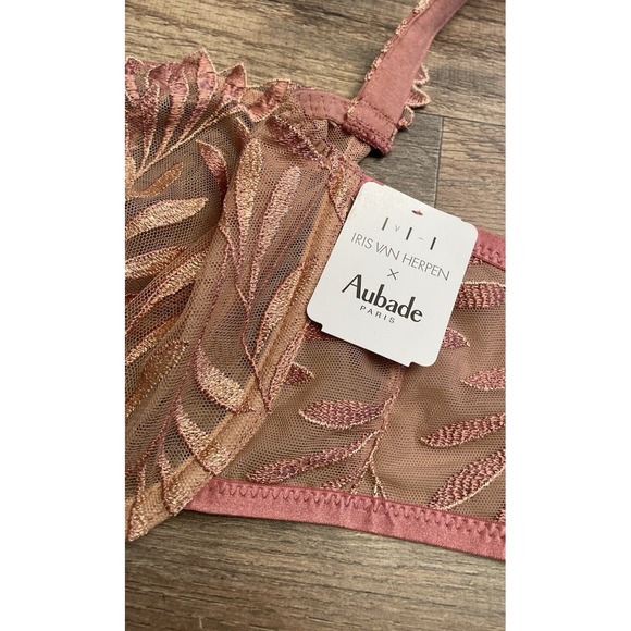 New! $134 Women's Iris Van Herpen x Aubade Paris Underwire Half Cup Bra 36G Lace - Picture 1 of 6